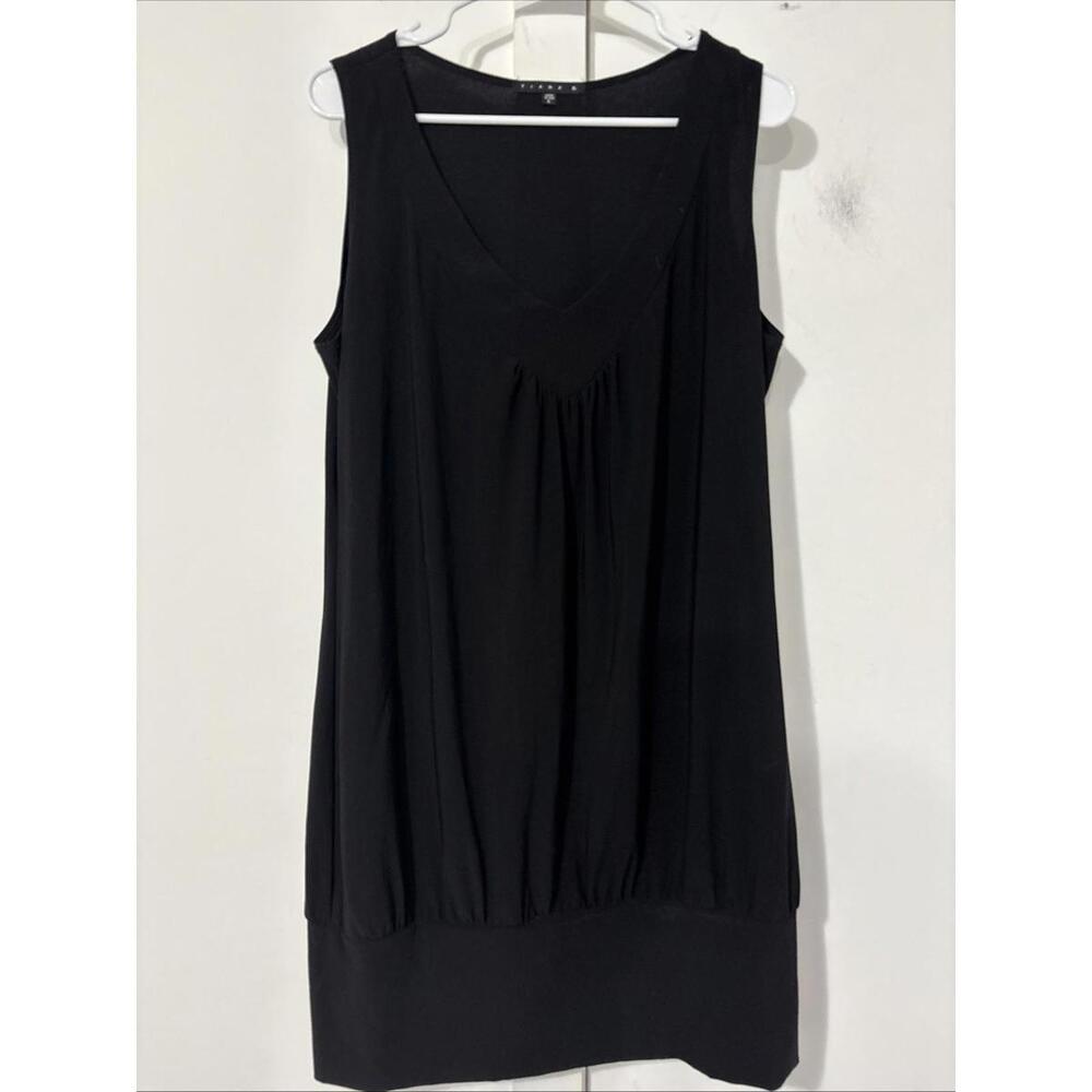 Tiana B Sleeveless Black Dress Mini Blouson Style V Neck Large Bubble Bottom